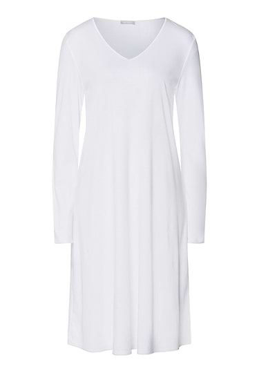 Front cutout view of HA white cotton L/SLV Nightdress 100cm