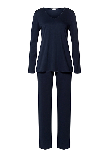 Front cutout view of HA deep navy cotton L/SLV Pajama