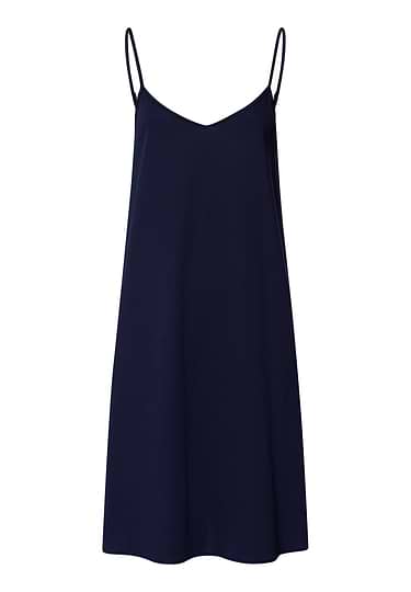 Front cutout view of HA deep navy cotton Spaghetti Dress 95cm