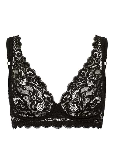 Front cutout view of HA black microfibre Soft Cup Bra