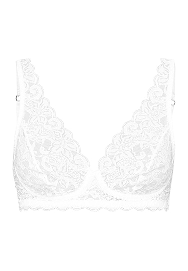 Front cutout view of HA white microfibre Soft Cup Bra