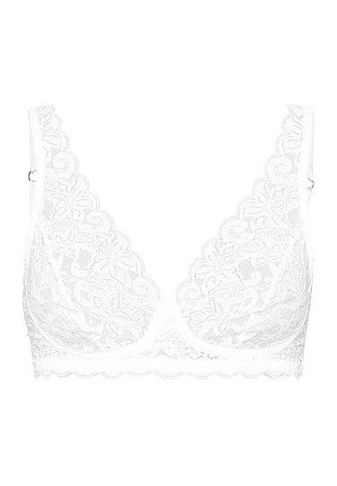 Front cutout view of Hanro white microfibre Soft Cup Bra