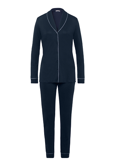 Front cutout view of HA deep navy modal/viscose/tencel L/SLV Pajama