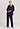 Front view of a women model wearing HA deep navy modal/viscose/tencel L/SLV Pajama