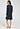 Back view of a women model wearing HA deep navy modal/viscose/tencel L/SLV Nightdress 95cm