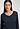 Close-up view of a women model wearing HA deep navy modal/viscose/tencel L/SLV Nightdress 95cm