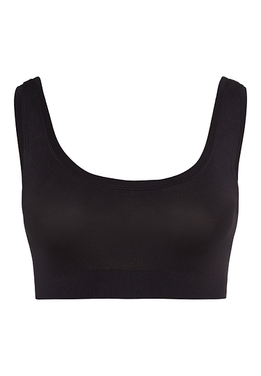 Front cutout view of Hanro black microfibre Crop Top