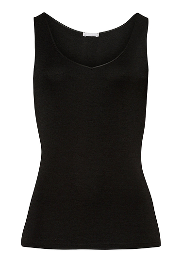 Front cutout view of HA black wool Tank Top