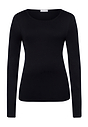 Front cutout view of Hanro black cotton L/SLV Shirt