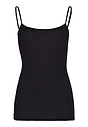 Front cutout view of Hanro black cotton Spaghetti Top
