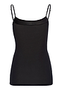 Back cutout view of Hanro black cotton Spaghetti Top