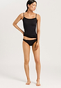 Full-body view of a women model wearing Hanro black cotton Spaghetti Top