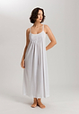 Front view of a women model wearing HA white cotton Spaghetti Dress 130cm