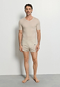 Full-body view of a men model wearing HA moon cotton S/SLV Shirt
