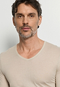 Close-up view of a men model wearing HA moon cotton S/SLV Shirt