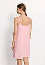 Back view of a women model wearing HA coral pink cotton Spaghetti Dress 90cm