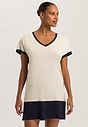 Front view of a women model wearing HA antique white cotton S/SLV Nightdress 85cm