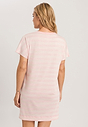 Back view of a women model wearing HA coral stripes cotton S/SLV Nightdress 85cm