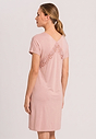 Back view of a women model wearing HA morning glow modal/viscose/tencel S/SLV Nightdress 100cm