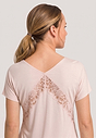 General view of a women model wearing HA morning glow modal/viscose/tencel S/SLV Nightdress 100cm