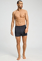 Full-body view of a men model wearing HA charcoal melange modal/viscose/tencel Boxers
