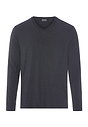 Front cutout view of HA charcoal melange modal/viscose/tencel L/SLV Shirt V-Neck