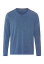 Front cutout view of HA tanzanite melange modal/viscose/tencel L/SLV Shirt V-Neck