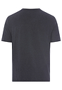 Back cutout view of HA charcoal melange modal/viscose/tencel S/SLV Shirt V-Neck