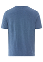 Back cutout view of HA tanzanite melange modal/viscose/tencel S/SLV Shirt V-Neck