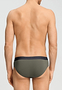 Back view of a men model wearing HA charcoal art / smokey olive cotton Briefs 2Pack