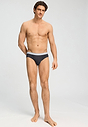 General view of a men model wearing HA charcoal art / smokey olive cotton Briefs 2Pack