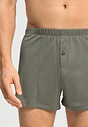 Close-up view of a men model wearing HA smokey olive cotton Boxers