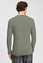 Back view of a men model wearing HA shadow cotton L/SLV Henley Shirt