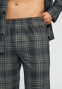 Close-up view of a men model wearing HA willow squares cotton L/SLV Pajama