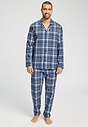 Front view of a men model wearing HA pacific squares cotton L/SLV Pajama