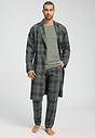 Full-body view of a men model wearing HA willow squares cotton Robe