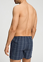 Back view of a men model wearing HA checked blue cotton Boxers