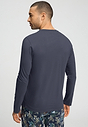 Back view of a men model wearing HA stormy gray cotton L/SLV Shirt