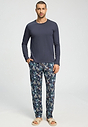 Full-body view of a men model wearing HA stormy gray cotton L/SLV Shirt