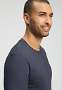 Close-up view of a men model wearing HA stormy gray cotton L/SLV Shirt