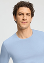 Close-up view of a men model wearing HA cashmere blue cotton L/SLV Shirt