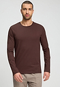 Front view of a men model wearing HA glazed chocolate cotton L/SLV Shirt