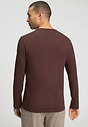 Back view of a men model wearing HA glazed chocolate cotton L/SLV Shirt