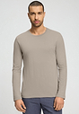 Front view of a men model wearing HA wooly beige cotton L/SLV Shirt