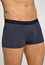 Close-up view of a men model wearing HA stormy gray microfibre Pants