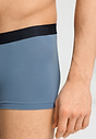 Close-up view of a men model wearing HA blue whale microfibre Pants