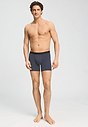 Full-body view of a men model wearing HA stormy gray modal/viscose/tencel Shortleg Pants