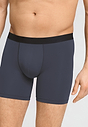 Close-up view of a men model wearing HA stormy gray modal/viscose/tencel Shortleg Pants