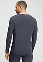 Back view of a men model wearing HA stormy gray modal/viscose/tencel L/SLV Shirt V-Neck