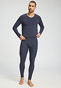 Full-body view of a men model wearing HA stormy gray modal/viscose/tencel Longlegs